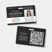 QR Code Logo Foto Medewerker ID Vaccin Pass Zwart Badge (Voor- en achterkant)