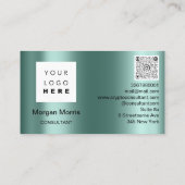 QR Code Logo Foto Professional Company Blauwgroen Visitekaartje (Achterkant)