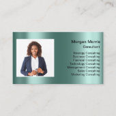 QR Code Logo Foto Professional Company Blauwgroen Visitekaartje (Voorkant)