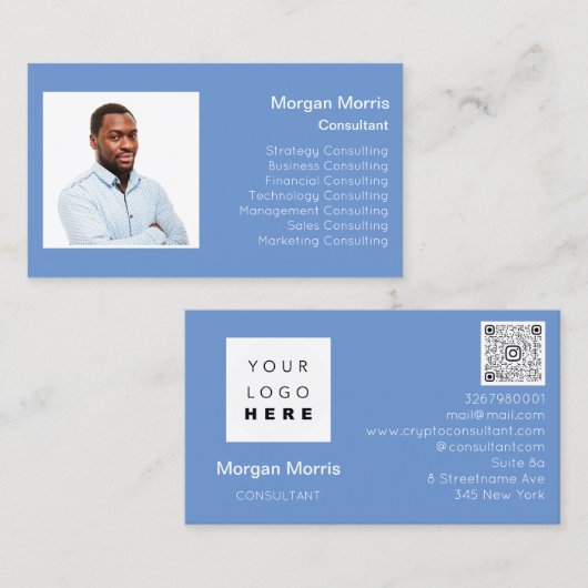 QR Code Logo Foto Professional Company Name Visitekaartje (Voorkant / Achterkant)