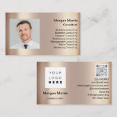 QR Code Logo Foto Professional Company Roos Gold Visitekaartje (Voorkant / Achterkant)