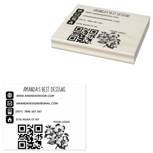 Qr code logo fundamentele info pictogrammen rubber rubberstempel (Gestempeld)