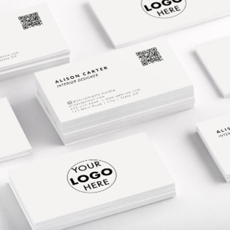 QR-code | LOGO | Gebroken wit | Modern ontwerp Visitekaartje