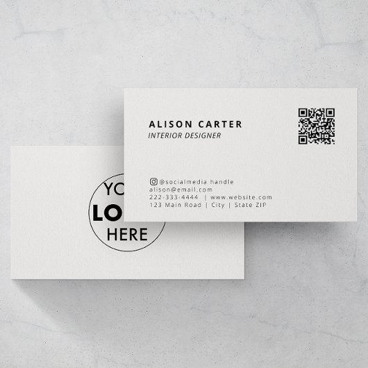 QR-code | LOGO | Gebroken wit | Modern ontwerp Visitekaartje