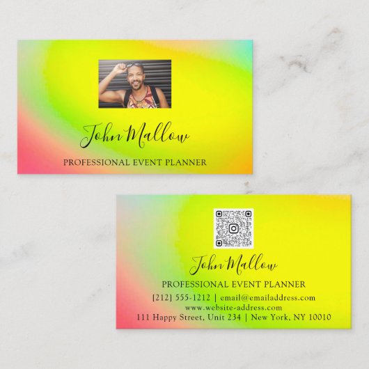 QR Code Logo Geometry Gele Regenboog Visitekaartje (Voorkant / Achterkant)