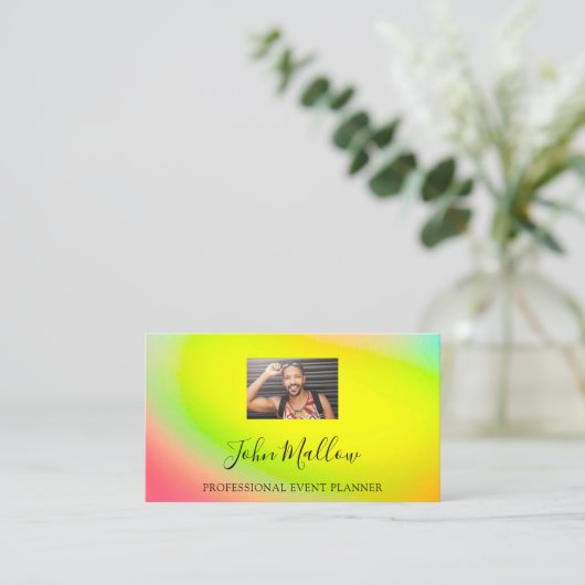 QR Code Logo Geometry Gele Regenboog Visitekaartje (Staand voorkant)