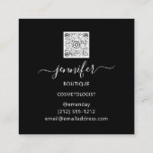 QR Code Logo Glitter Gold Blauwgroen Shop Boutique Vierkante Visitekaartje (Achterkant)