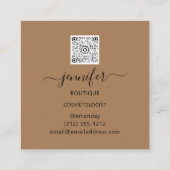 QR-code Logo Glitter Gold Brown Eyelash-microblade Vierkante Visitekaartje (Achterkant)