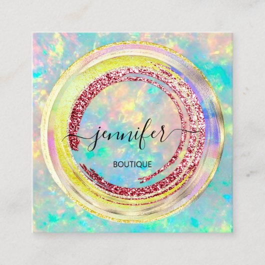 QR-code Logo Glitter Gold Drivers Holograaf kleuri Vierkante Visitekaartje (Voorkant)