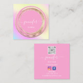 QR Code Logo Glitter Gold Drivers Holograaf Pastel Vierkante Visitekaartje (Voorkant / Achterkant)