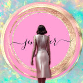 QR-code Logo Glitter Gold Drivers Roze Vierkante Visitekaartje