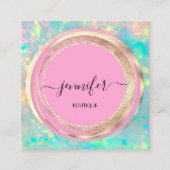 QR-code Logo Glitter Gold Drivers Roze Vierkante Visitekaartje (Voorkant)