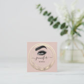 QR Code Logo Glitter Gold Roos Eyelash Huid Vierkante Visitekaartje (Staand voorkant)