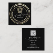 QR Code Logo Gold Black Reflexology Foot Massages Vierkante Visitekaartje (Voorkant / Achterkant)
