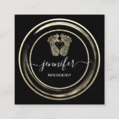 QR Code Logo Gold Black Reflexology Foot Massages Vierkante Visitekaartje (Voorkant)