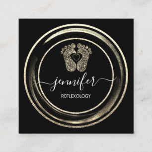 QR Code Logo Gold Black Reflexology Foot Massages Vierkante Visitekaartje