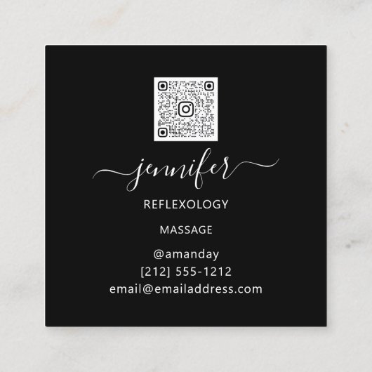 QR Code Logo Gold Black Reflexology Foot Massages Vierkante Visitekaartje (Achterkant)