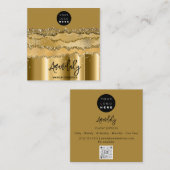 QR Code Logo Gold Glitter Strokes Black Mustard Vierkante Visitekaartje (Voorkant / Achterkant)