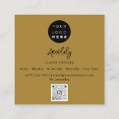 QR Code Logo Gold Glitter Strokes Black Mustard Vierkante Visitekaartje (Achterkant)