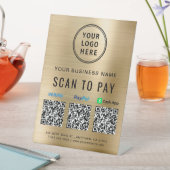 QR-code Logo Gold Reclamebord Met Voetstuk (Insitu)
