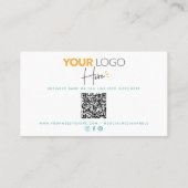 QR Code Logo Gold Turquoise Waterverf Splatter Visitekaartje (Achterkant)