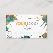 QR Code Logo Gold Turquoise Waterverf Splatter Visitekaartje (Voorkant)