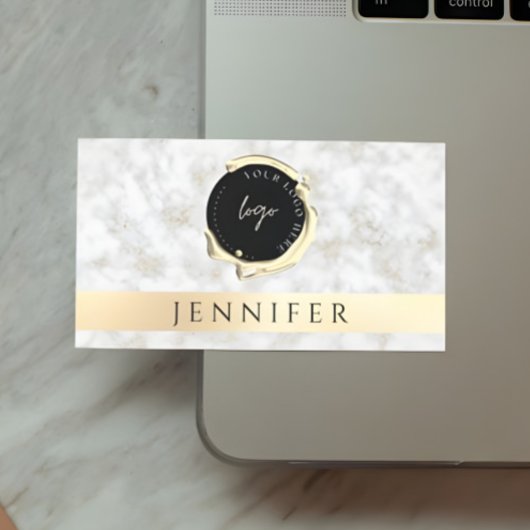 QR Code & Logo Gold Wit Marmer Visitekaartje