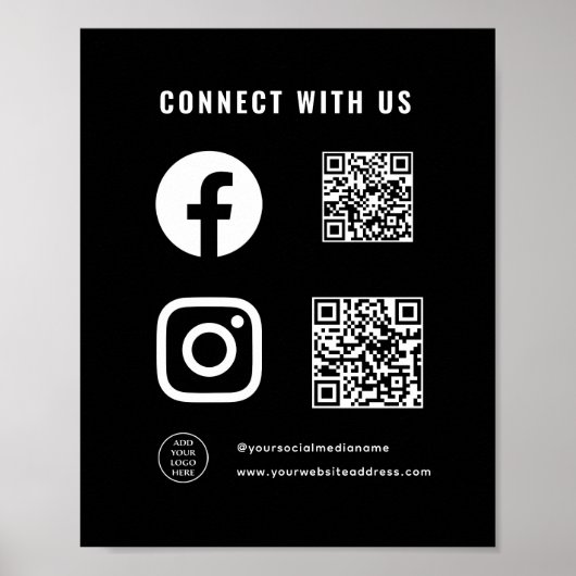 QR-code-logo hier Volg Scan Contacteer ons Poster (Voorkant)