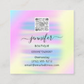 QR Code Logo Holografisch roze goud Ombre Vierkante Visitekaartje (Achterkant)