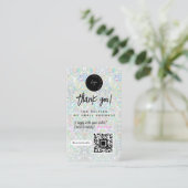 QR-code & logo holografische glitters Dank je wel Visitekaartje (Staand voorkant)