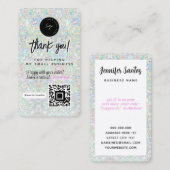 QR-code & logo holografische glitters Dank je wel Visitekaartje (Voorkant / Achterkant)