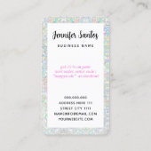 QR-code & logo holografische glitters Dank je wel Visitekaartje (Achterkant)