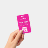 QR-code&logo in heet roze Badge (Handheld)