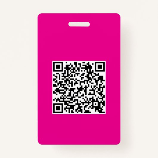 QR-code&logo in heet roze Badge (Achterkant)