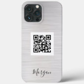 QR-code, Logo kunst of foto, naam, geborsteld zilv Case-Mate iPhone Case (Achterkant)