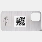 QR-code, Logo kunst of foto, naam, geborsteld zilv Case-Mate iPhone Case (Achterkant (horizontaal))