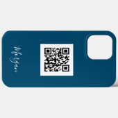 QR-code, logo-kunst of foto, scriptnaam Oceaanblau Case-Mate iPhone Case (Achterkant (horizontaal))