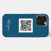 QR-code, logo-kunst of foto, scriptnaam Oceaanblau iPhone Hoesje (Achterkant horizontaal)