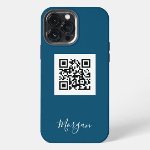 QR-code, logo-kunst of foto, scriptnaam Oceaanblau iPhone 13 Pro Max Hoesje