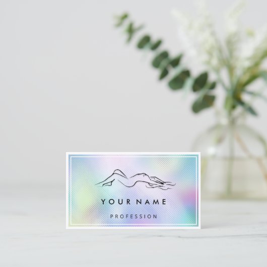 QR-CODE Logo-lichaam massage blauw omhuld Bu Visitekaartje (Staand voorkant)