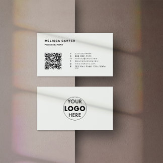 QR Code & Logo | Lichtgrijs | Slank en slim Visitekaartje