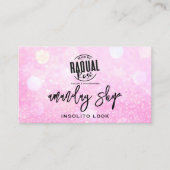 QR-code Logo Makeup Artiest Winkel Roze Glitter Visitekaartje (Voorkant)