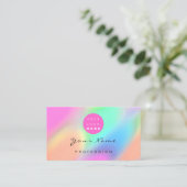 QR Code Logo Makeup Artist Hair Nails Holographic Visitekaartje (Staand voorkant)