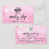 QR Code Logo Makeup Artist Roze Glitter Visitekaartje (Voorkant / Achterkant)