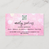 QR Code Logo Makeup Artist Roze Glitter Visitekaartje (Achterkant)