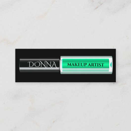 QR Code Logo Makeup Green Lipstick Cosmetica Mini Visitekaartje (Voorkant)