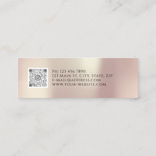 QR-code Logo Makeup Lipstick Pink Mini Visitekaartje (Achterkant)