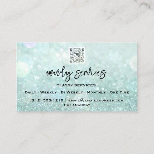 QR Code Logo Makeup Nails Mint Green Visitekaartje (Achterkant)