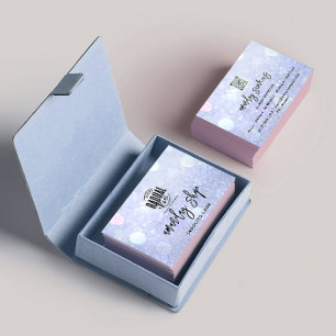 QR Code Logo Makeup Nails Silver Blue Visitekaartje