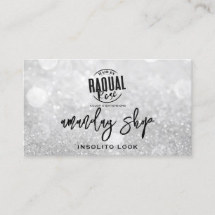 QR Code Logo Makeup Nails Silver Grey Glitter Visitekaartje